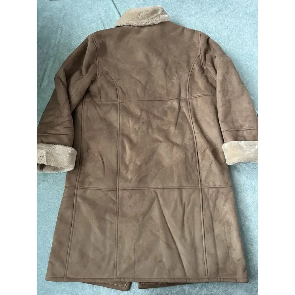 Vintage Talbots Faux Suede Sterling Coat Jacket Beige Petite Large L NWOT Medium